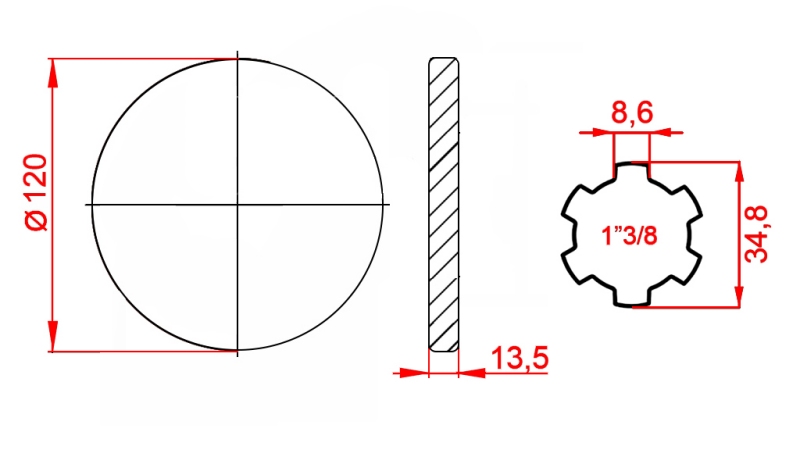KARDANADAPTERI LAAIPALLA 1-3/8 (125 mm)