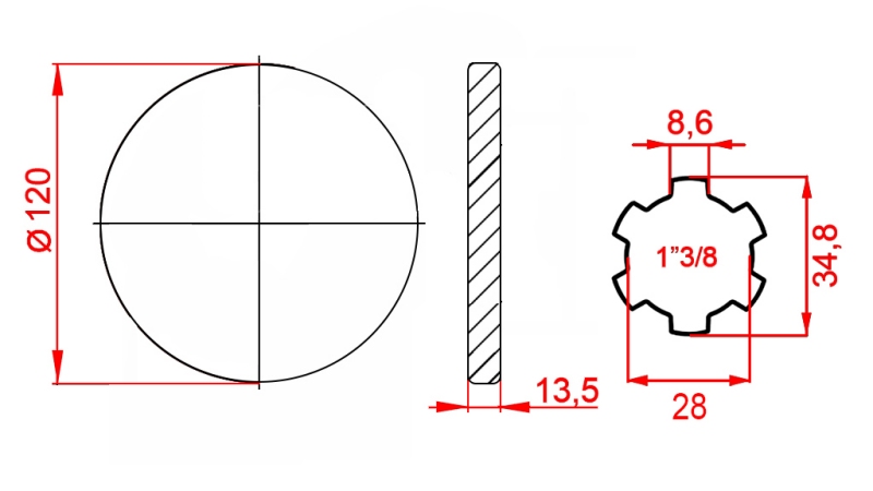 KARDANOVÝ ADAPTÉR S PŘÍRUBOU 1-3/8 (125 mm)