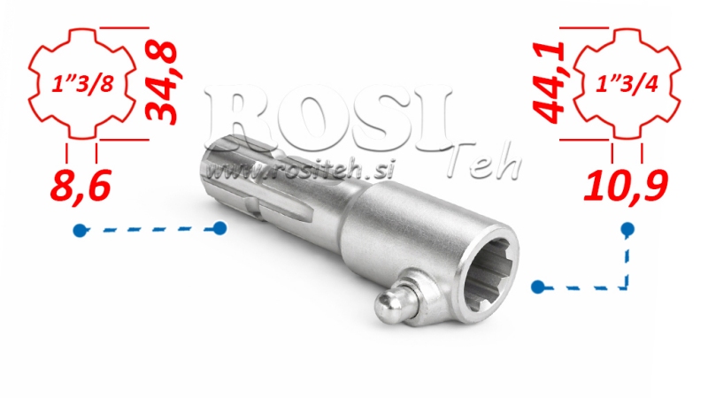 P.T.O. АДАПТЕР С ПИН от 1”3/4 до 1”3/8