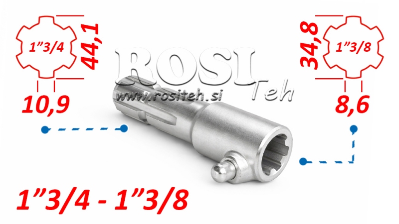 P.T.O. АДАПТЕР С ПИН от 1”3/8 до 1”3/4