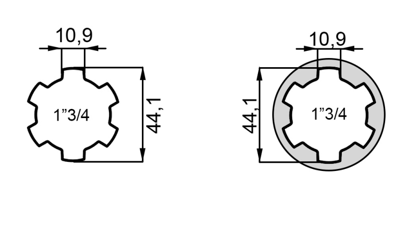 P.T.O. АДАПТЕР С ПИН от 1”3/4 до 1”3/4