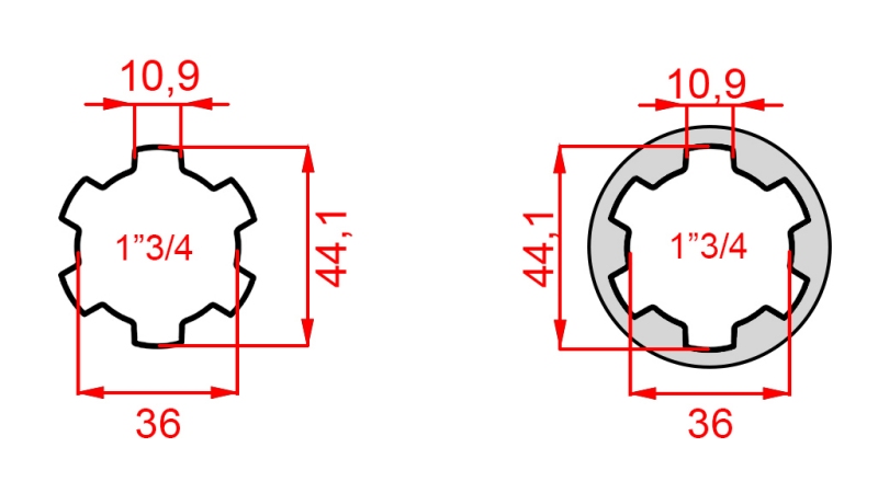 KARDANOVÝ ADAPTÉR S ČEPEM Z 1-3/4 NA 1-3/4 (165 mm)