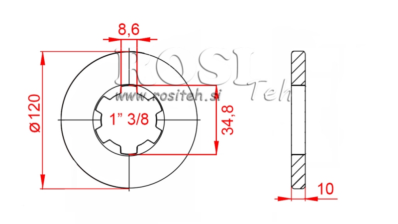 KARDANSKI NASTAVEK S PRIROBNICO IN ZATIČEM 1-3/8 (80 mm)