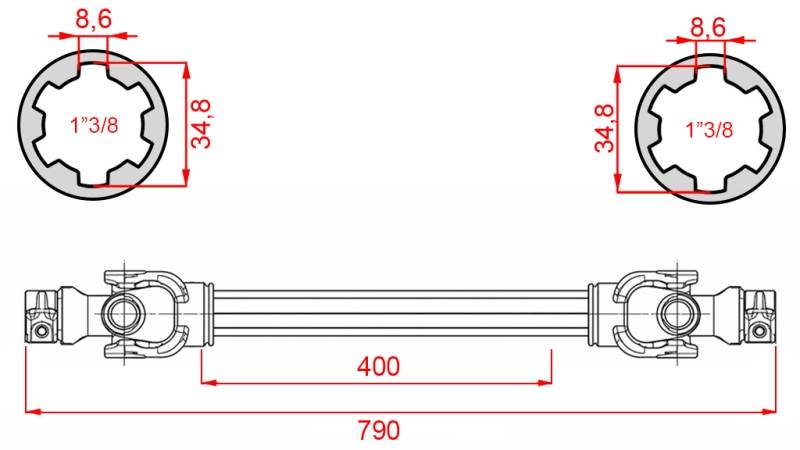 ARBRE À CARDAN ECO 790mm 35-60HP STANDARD