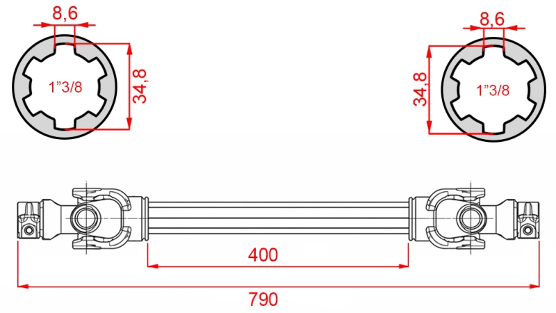 ECO KARDANAKSEL 790mm 35-60HP STANDARD