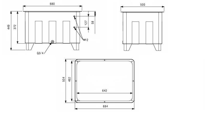 SERBATOIO PER AGGREGATO IDRAULICO TIPO MPN 100 LIT - dimensioni