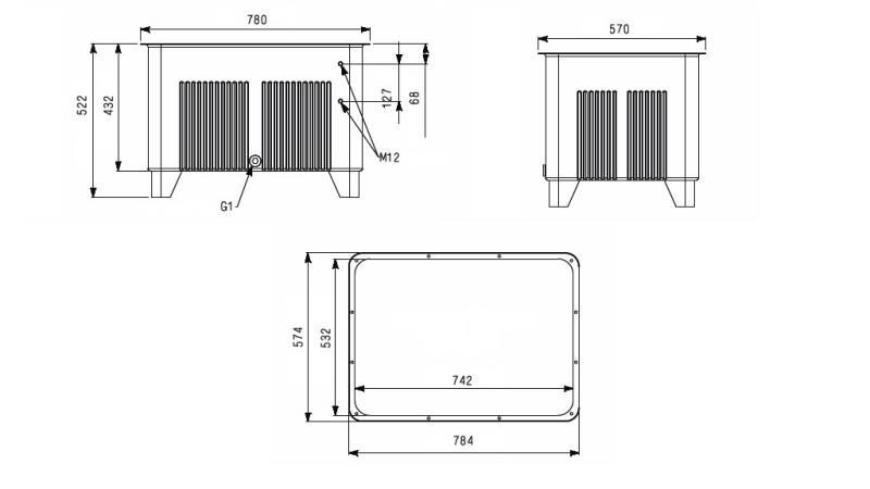 RESERVOIR FOR HYDRAULIC AGGREGATE TYPE MPN 160 LIT - dimensions