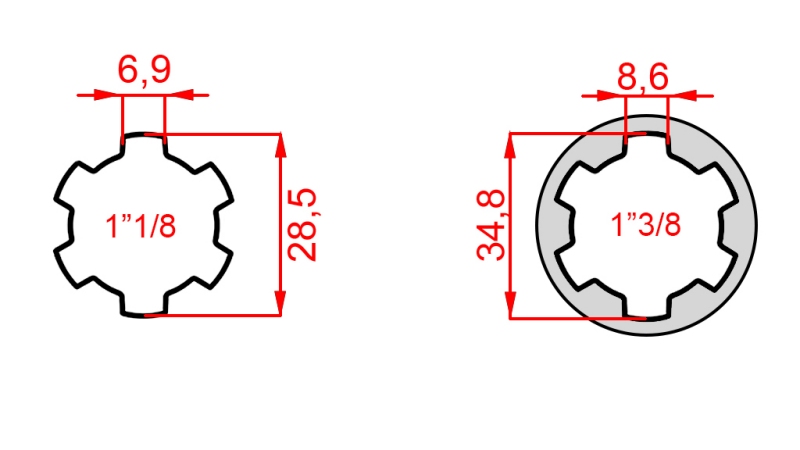 ADAPTATOR P.T.O. de 1”1/8 la 1”3/8