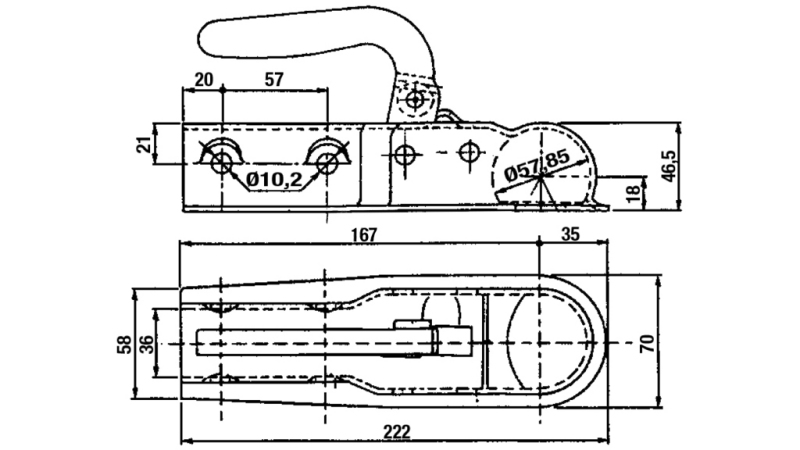 CULOARE DE TRACTARE PENTRU REMORCA AUTO ROTUND FI35