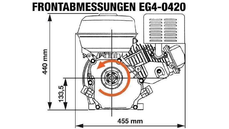 motor pe benzină EG4-420cc-9.6kW-13.1HP-3,600 RPM-H-KW25x88.5-începere manuală