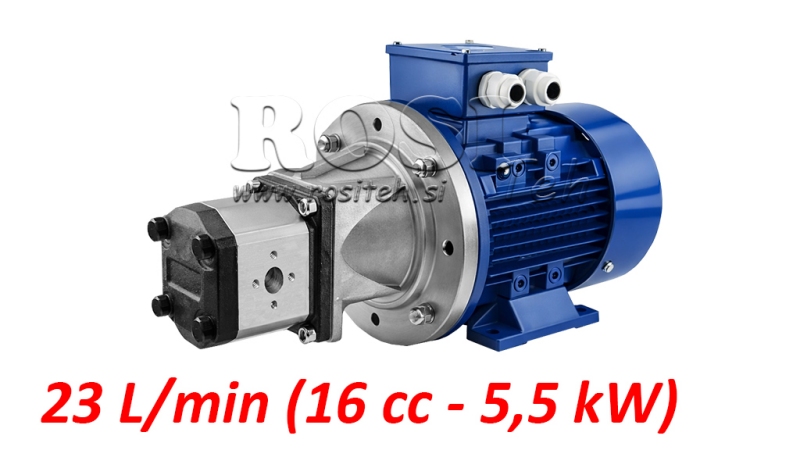 ASAMBLARE POMPĂ HIDRAULICĂ GR.2 16 CCM + MOTOR ELECTRIC 3-FAZIC - 5.5 KW (DEBIT = 23 LIT/MIN)