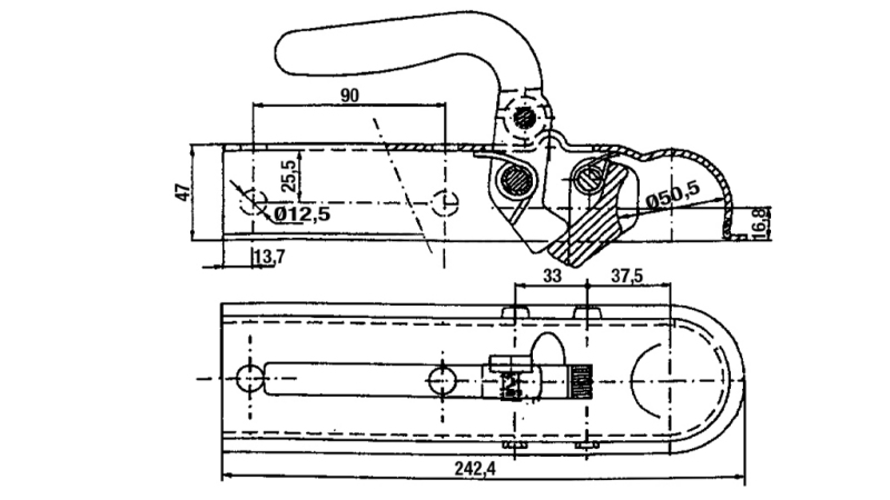DRAGKROK FÖR BILTRAILER KVADRAT 50