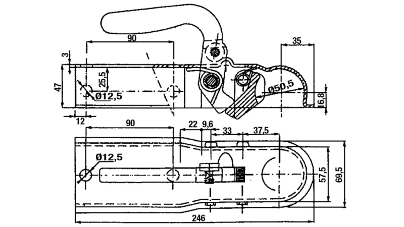 CULOARE DE TRACTARE PENTRU REMORCA AUTO PATRAT 60