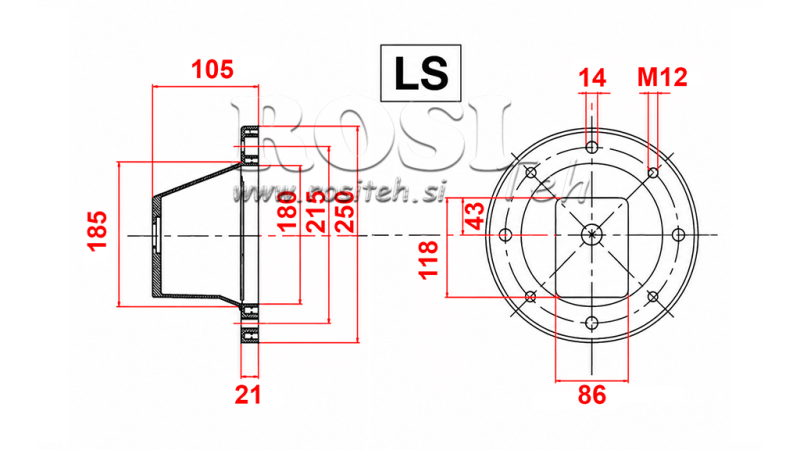 HYDRAULISK FLANGE - BELL LS250 (EM2,2-4KW/GR1)