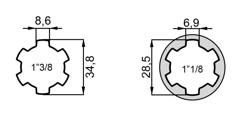 КАРДАНЕН АДАПТЕР АДАПТЕР ОТ 1-1/8 КЪМ 1-3/8 (47,5 mm)