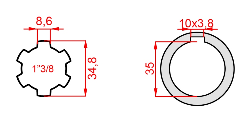 ADAPTADOR P.T.O. 1”3/8 - HOLE dia35mm