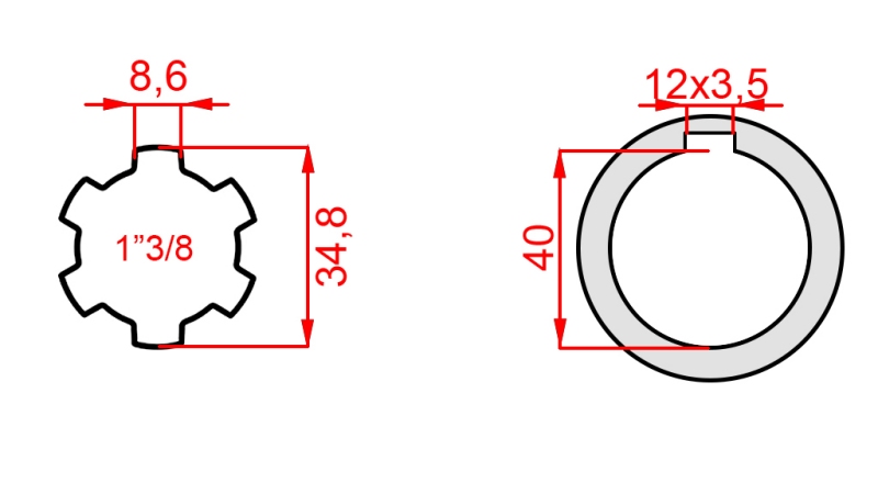 ADAPTADOR P.T.O. 1”3/8 - HOLE dia40mm