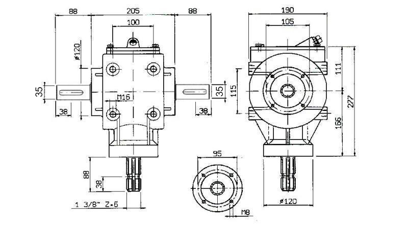 VINKELVÄXELLÅDA PTO-R11S 1:2 (48HP-35KW)