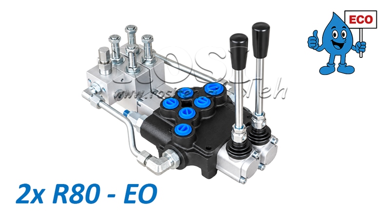 DISTRIBUITOR HIDRAULIC ELECTRO-MANUAL (FĂRĂ BOBINE) – 2 SECȚIUNI 2xR80-EO ECO