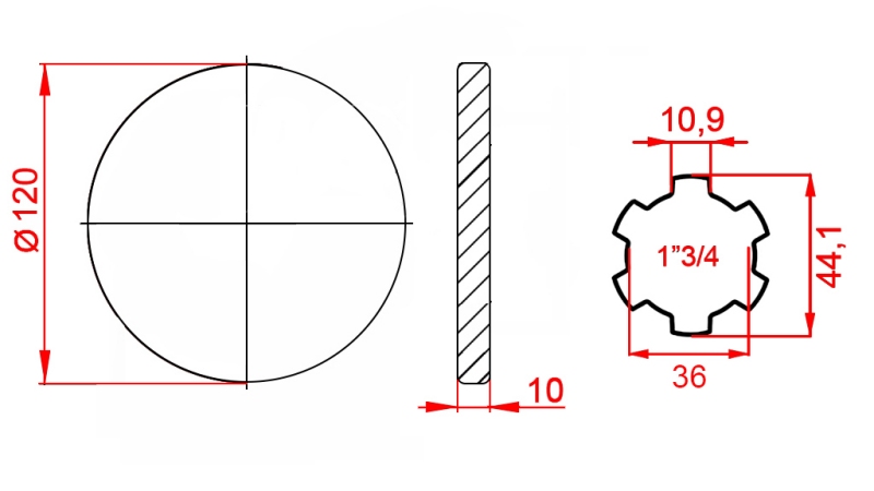 ADAPTATEUR CARDAN AVEC BRIDE 1-3/4 (120 mm)