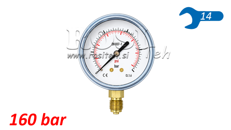 MANOMETRU DN63 VERTICAL 0 - 160 BAR - 1/4