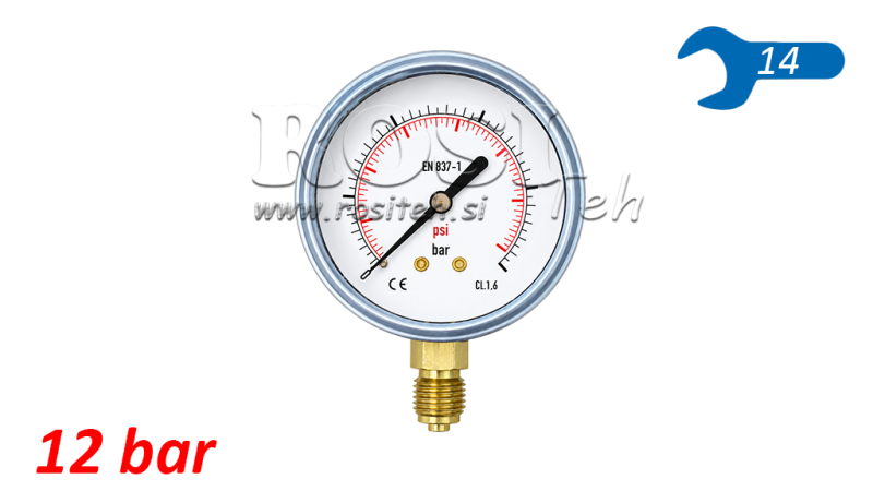 MANOMETRU DN63 VERTICAL 0 - 12 BAR - 1/4