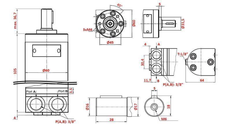 MOTOR HIDRAULIC MM 8 -lateral