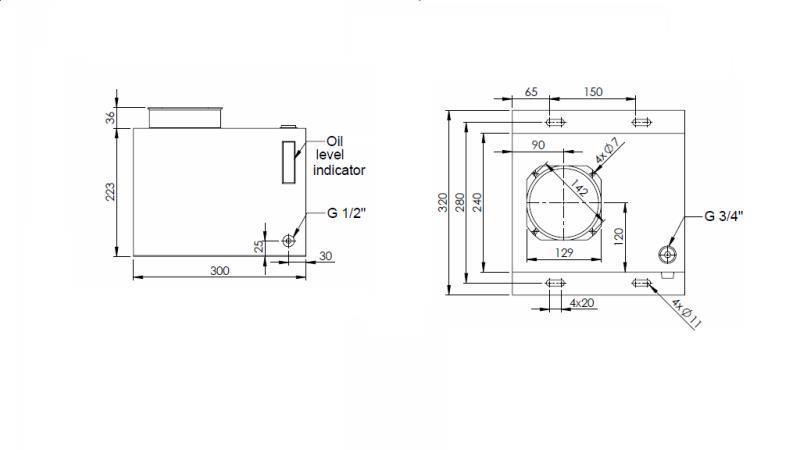 CUTIE REZERVOR METALIC PP 15 LITRI ORIZONTAL-VERTICAL - dimensiuni