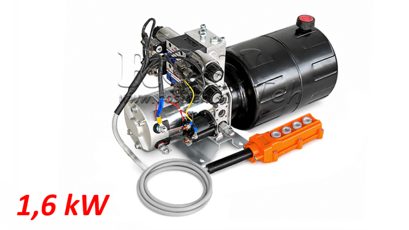 MINI HIDRAVLIČNI AGREGAT 12V DC - 1,6kW = 2,1cc - 8 lit - 2x dvosmerni sklop (kovinski)