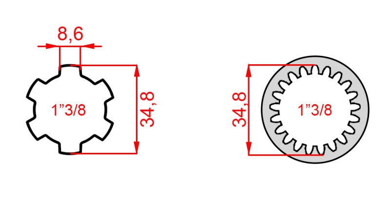 ADAPTATOR P.T.O. 13/8 -21 DINȚI