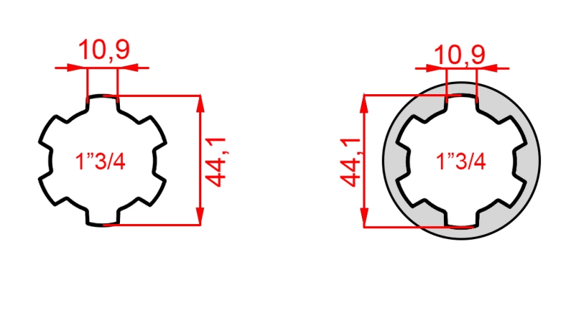 P.T.O. ADAPTER 1''3/4 til 1''3/4