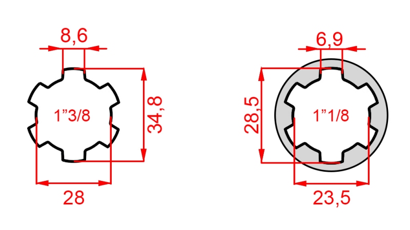 ADAPTATEUR CARDAN ADAPTATEUR DE 1-1/8 À 1-3/8 (76 mm)