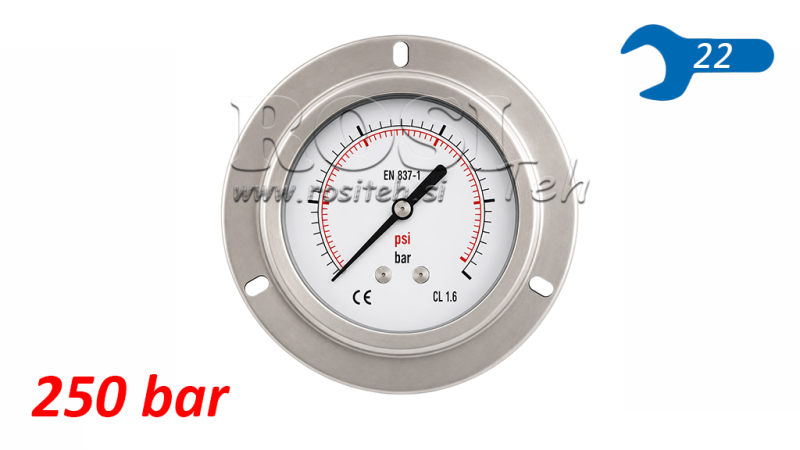 MANOMETRU DN100 SPATE 0 - 250 BAR - 1/2