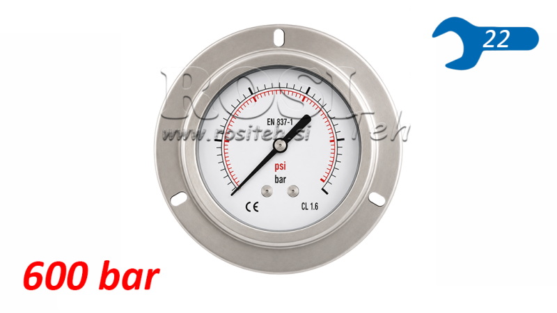 MANOMETRU DN100 SPATE 0 - 600 BAR - 1/2
