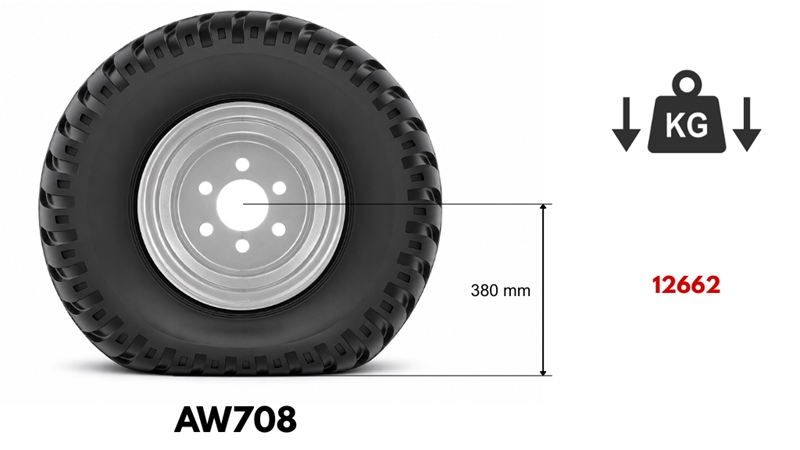 400/60-15,5 ANVELOPĂ AW708 (16 PR) CU JANTĂ 13,00 x 15,5