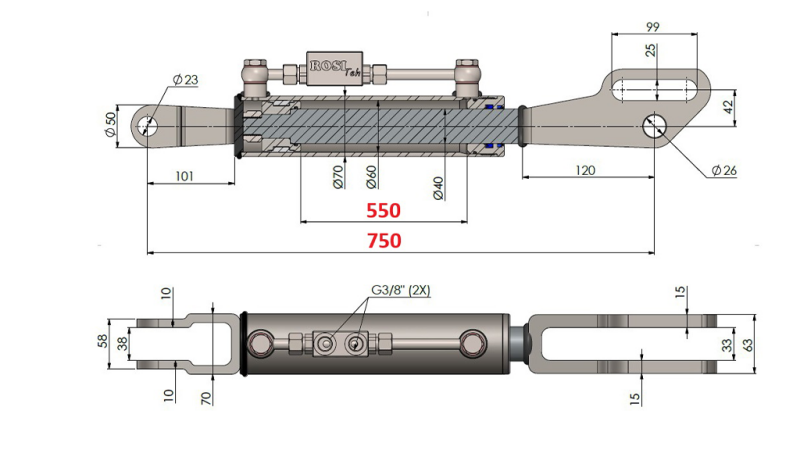 2TON. DVIŽNA POTEZNICA FORK 60/40-200 (550mm-750mm)