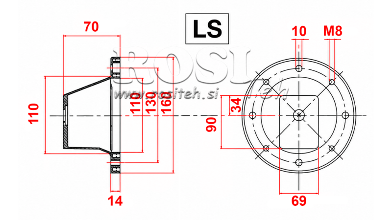 HYDRAULISK FLANGE - KLOCKA LS161 (EM0,25-0,37KW/GR1)
