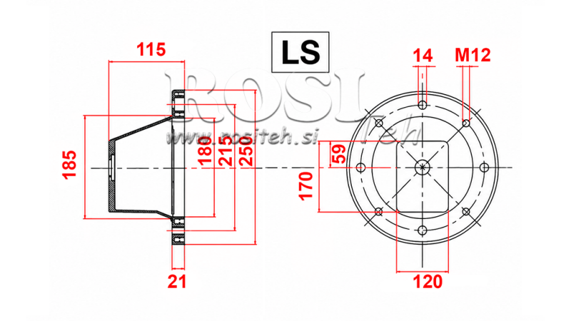 HYDRAULISK FLANGE - KLOCKA LS255 (EM2,2-4KW/GR3)