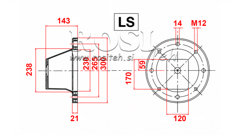 HYDRAULISK FLANGE - KLOCKA LS302 (EM5.5-9KW/GR3)