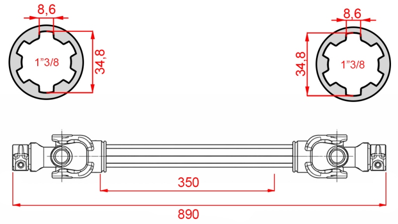 ARBRE À CARDAN ECO 890mm 30-75HP STANDARD