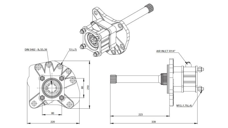 Dimensiuni POMPĂ HIDRAULICĂ - MERCEDES AXOR 1