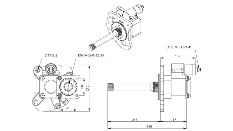 Dimensjoner HYDRAULISK PUMPE DRIFT - MERCEDES G155 - 2 ACTROS