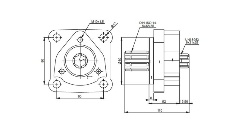 Adaptor DIMENSIUNI 4X3 PENTRU POMPĂ DIN FONTĂ