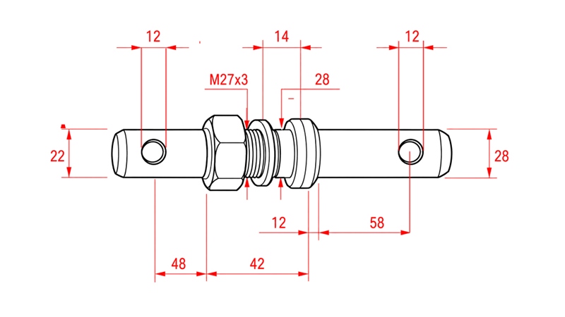 BOLT TIRANT CU FILET FI22/28MM M27X3