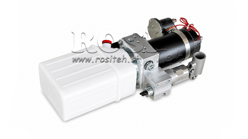 UNITATE HIDRAULICĂ MINI 12V DC - 0.8KW = 0.5CC - 1.5 LITRI - ASAMBLARE CU ACȚIUNE SINGURĂ (PVC) CU POMPĂ MANUALĂ