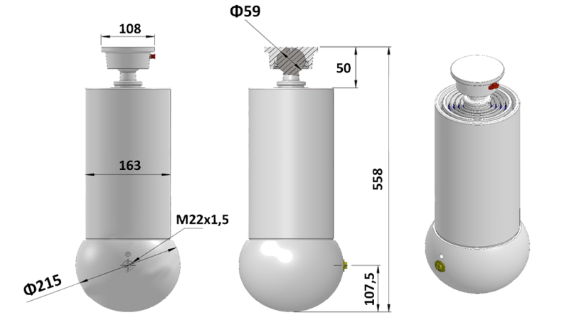 TELESKOPSKI CILINDER - MEILLER KIPPER 5 STOPENJ 163mm - 15 ton hod 1650mm