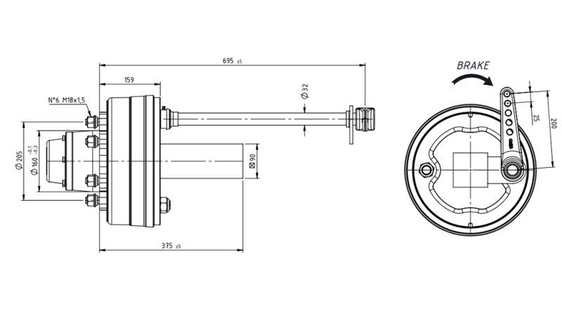 AXA SEMI-AXA CU FRÂNE 5.250 KG L.290 MM