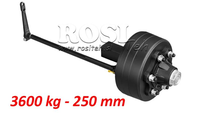 HALBACHSE MIT BREMSEN - 3600 kg (6 SCHRAUBEN) - 250 mm