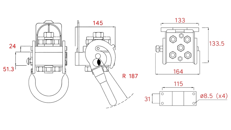 CUPLĂ MULTI-FASTER FENDT 5CĂI BSP 4×3/8 1×1/2 PARTE FIXĂ