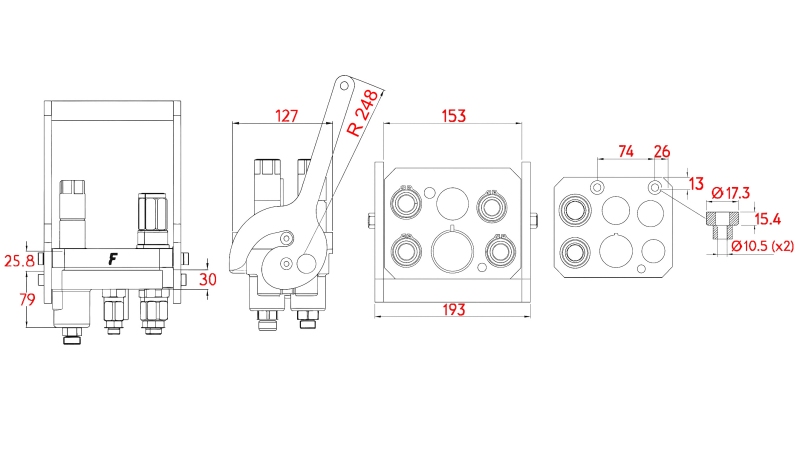 CUPLĂ MULTI-FASTER 3PLV 5CĂI BSP 3×3/8 2×9/16 PARTE MOBILĂ